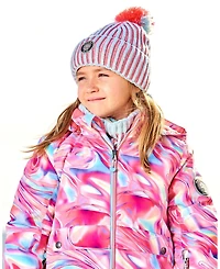 Deux par Girl Knit Hat Air Blue And Coral - Toddler|Child