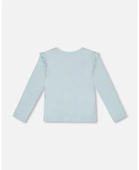 Deux par Deux Toddler Girls Organic Cotton T-Shirt With Frill Light Blue - Toddler|Child