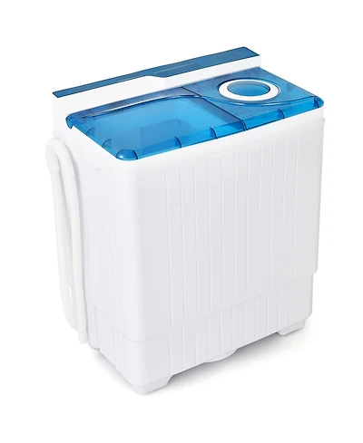 Gymax Portable Semi-automatic Washing Machine 26 lbs Twin Tub Laundry Washer Blue