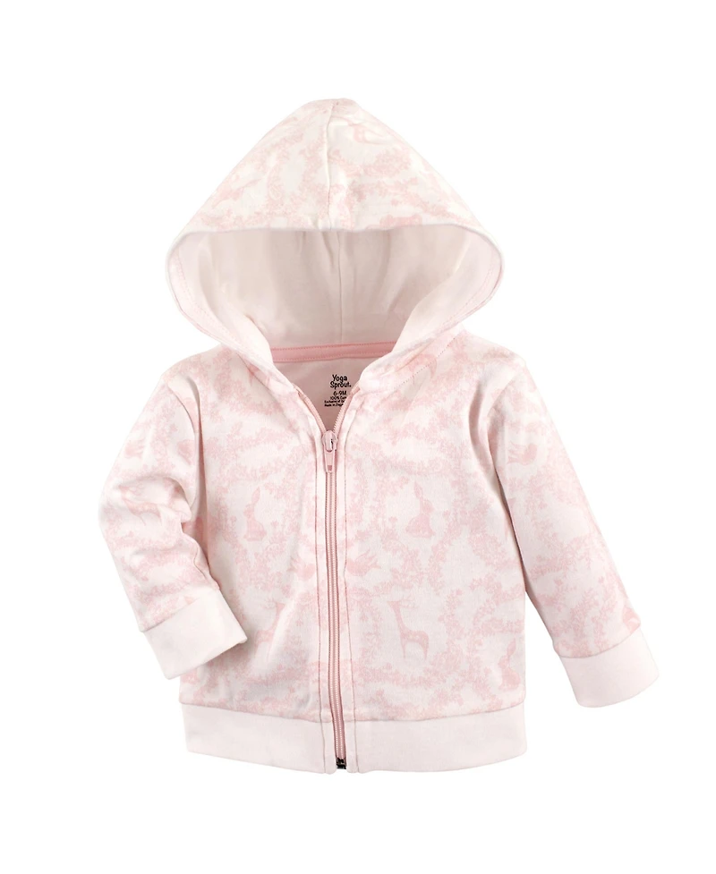 Yoga Sprout Baby Girls Cotton Hoodie, Bodysuit or Tee Top, and Pant
