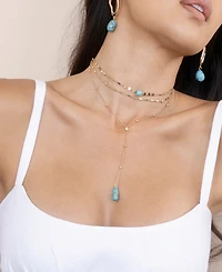 Ettika Turquoise 18k Gold Plated Multi-Chain Choker