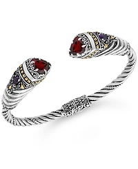 Devata Garnet & Bali Uluwatu Cuff Bracelet in Sterling Silver and 18K Gold