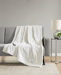 Sharper Image Heated Faux-Fur Throw, 50" x 60"