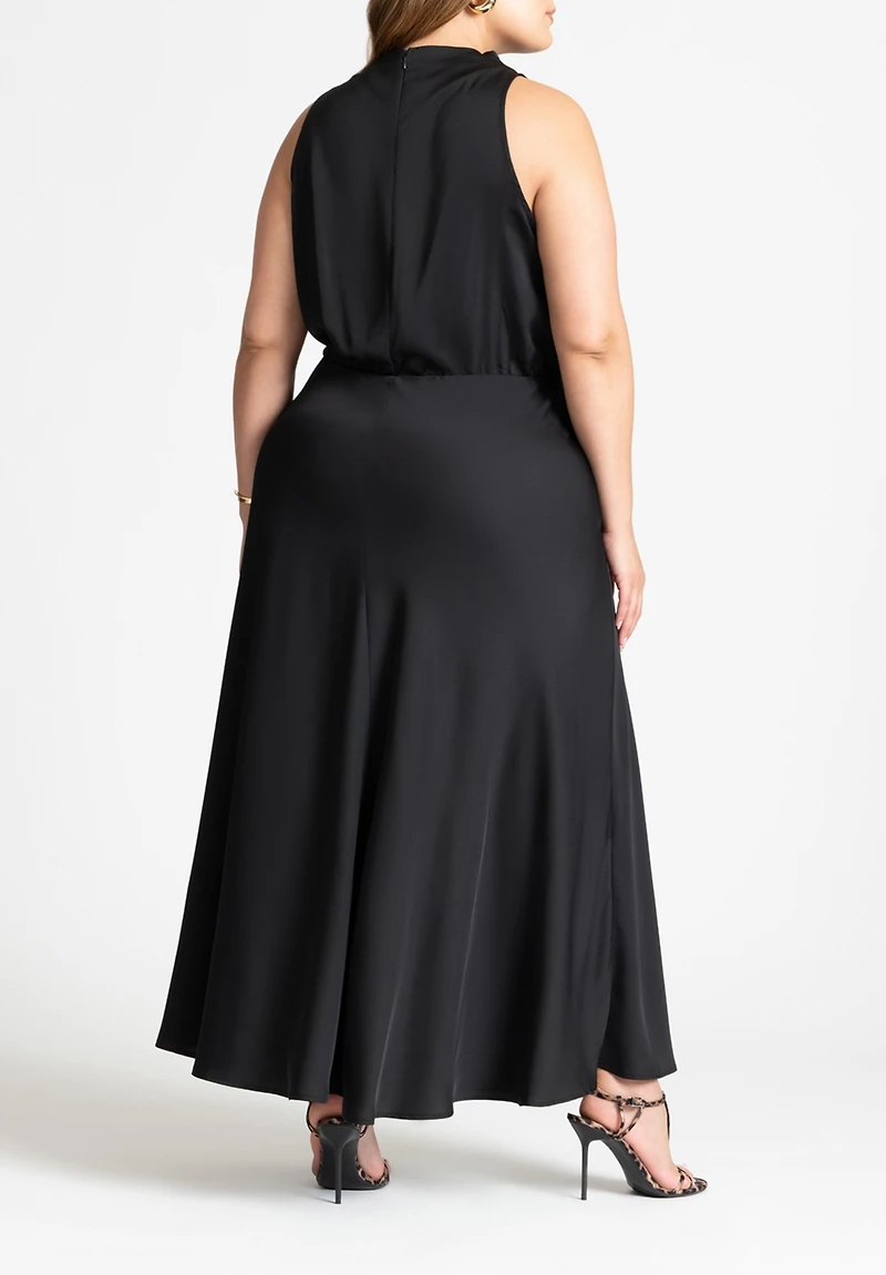 Eloquii Plus Size Draped Satin Maxi Dress