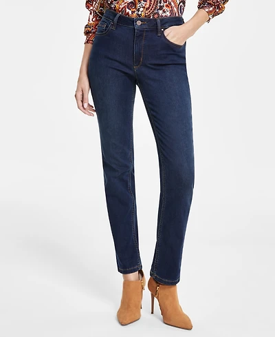 Jones New York Women's Lexington Mid Rise Straight Leg Denim Jeans