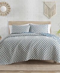 Indigo Ink White Denim Medallion Reversible 3-Pc. Quilt Set, King