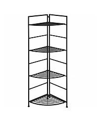 Sugift 4 Tier Folding Metal Shelf Plant Stand Storage Open Shelf Corner Display Rack
