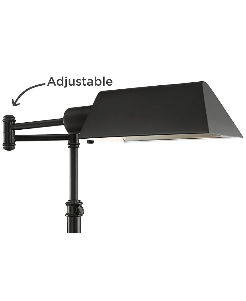 Regency Hill Industrial Adjustable Swing Arm Pharmacy Floor Lamp with Usb Charging Port 54" Tall Dark Bronze Living Room Reading