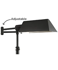 Regency Hill Industrial Adjustable Swing Arm Pharmacy Floor Lamp with Usb Charging Port 54" Tall Dark Bronze Living Room Reading