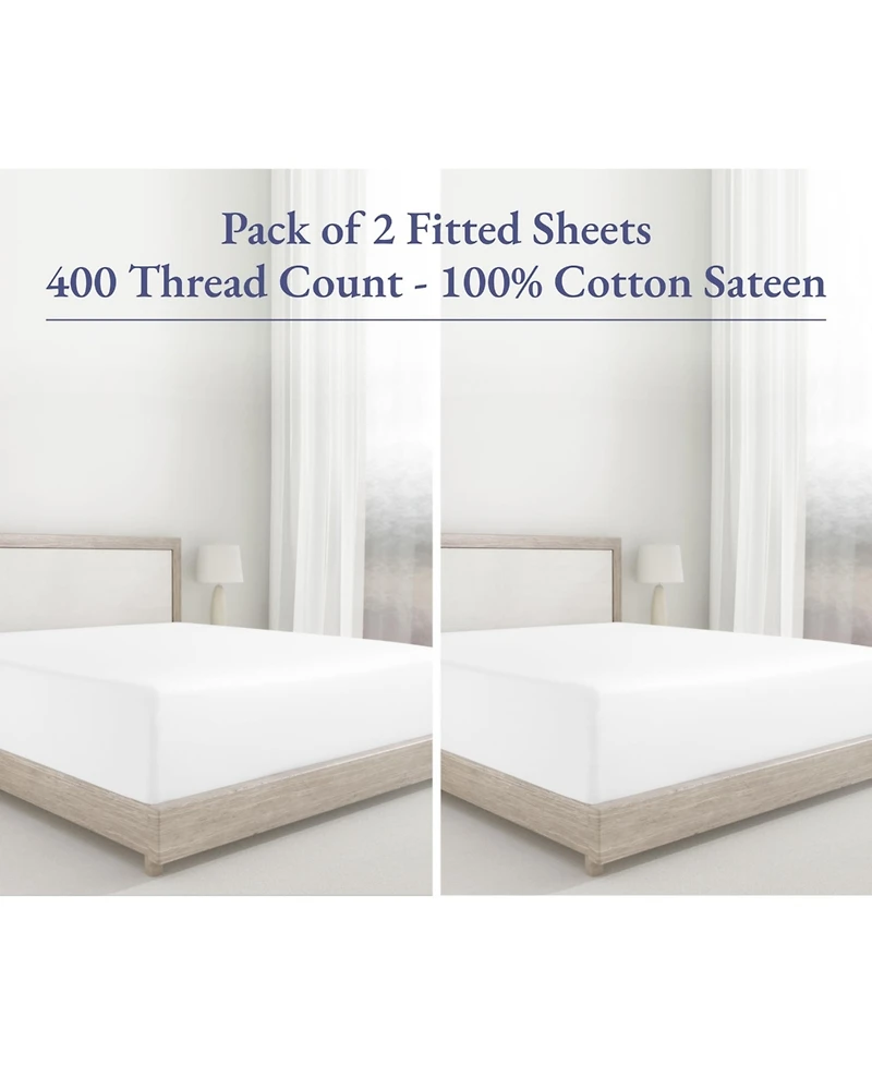 California Design Den 2-Pack Fitted Sheet Twin, 400 Thread Count 100% Cotton Twin Sheets, Sheets with Deep Pockets (Light Gray