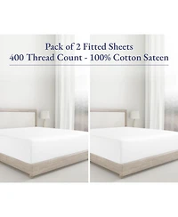 California Design Den 2-Pack Fitted Sheet Twin, 400 Thread Count 100% Cotton Twin Sheets, Sheets with Deep Pockets (Light Gray