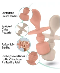Sperric Silicone Baby Spoons for Baby Led Weaning 2-Pack, First Stage Baby Feeding Spoon Set Gum Friendly Bpa Lead Phthalate and Plastic Free