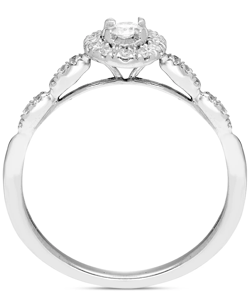 Diamond Halo Engagement Ring (1/4 ct. t.w.) in 14k White Gold