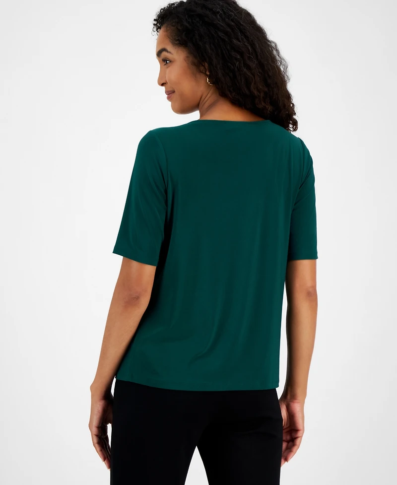 Kasper Women's Pleat Neck Knit Top