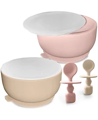 Sperric Toddler Bowls with Suction, Silicone Feeding Set Suction Bowl with Lids and Spoons, Bpa Free Bowls 0-6 Months Feeding Essentials