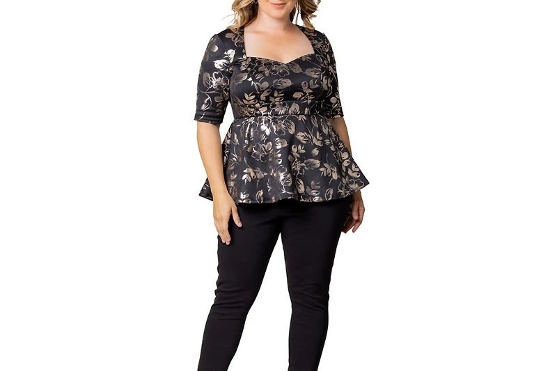 Kiyonna Plus Size Cherished Sweetheart Peplum Top