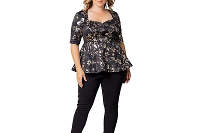 Kiyonna Plus Size Cherished Sweetheart Peplum Top