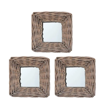 vidaXL Mirrors 3 pcs 5.9"x5.9" Wicker