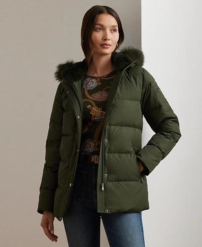 Lauren Ralph Women's Faux-Fur Hooded Puffer Coat