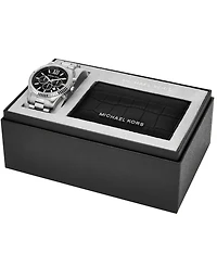 Michael Kors Men's Lexington Chronograph Stainless Steel Watch and Card Case Gift Set 44mm