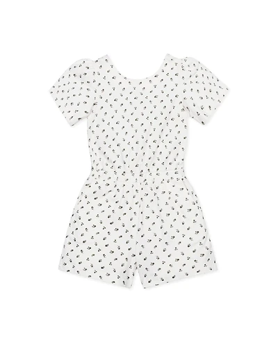 Hope & Henry Baby Girls Organic Flutter Sleeve Wrap Back Knit Romper