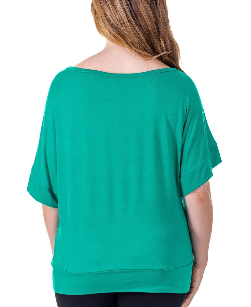 24seven Comfort Apparel Women's Loose Fit Dolman Top with Wide Sleeves