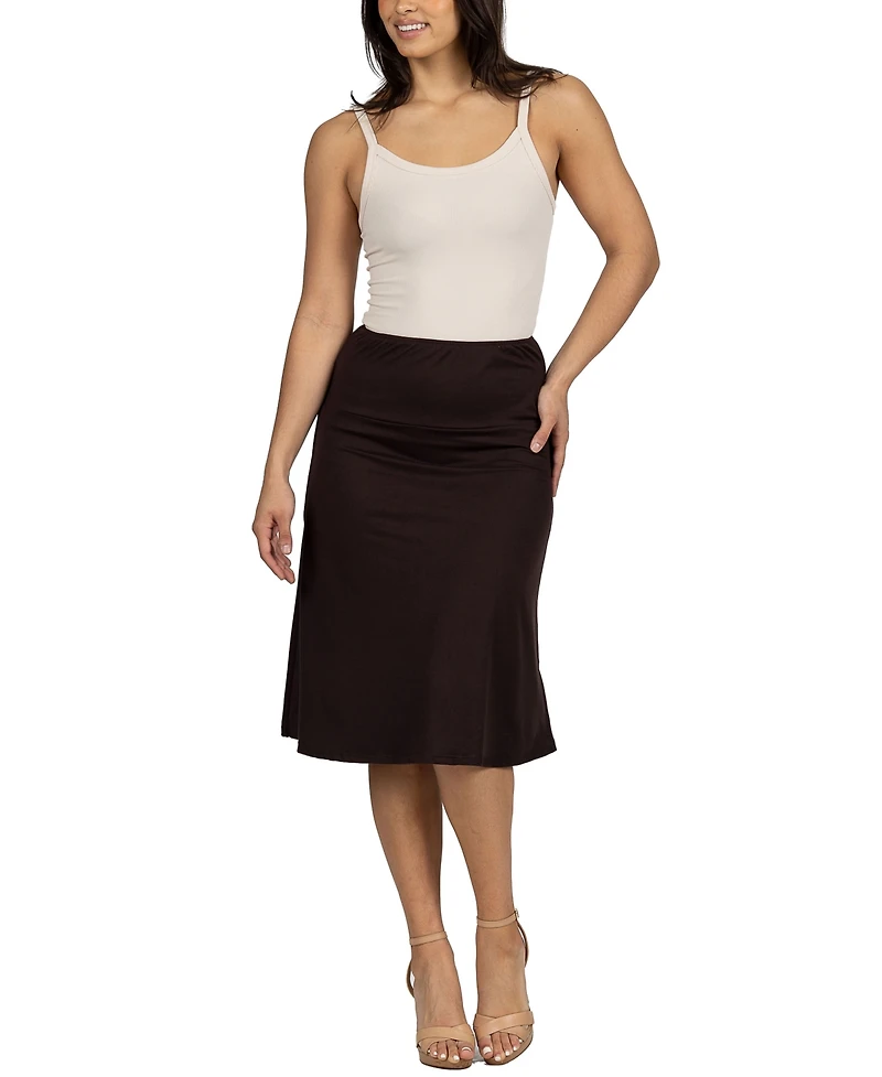 24seven Comfort Apparel A Line Elastic Waist Knee Length Skirt
