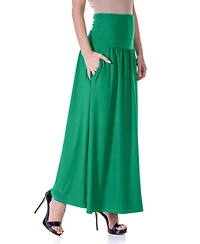 24seven Comfort Apparel Women's Foldover with Pockets Maxi Skirt