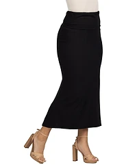 24seven Comfort Apparel Women's Comfortable Foldover Maxi Skirt