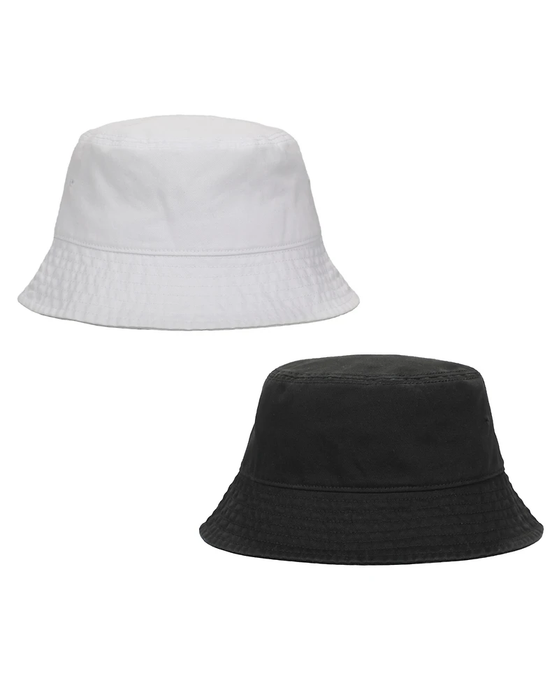Generic Men's 2-Pack Black & White Washed 100% Cotton Adult Bucket Hat
