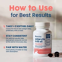 NativePath Antarctic Krill Oil - Wild-Caught Omega 3 Krill Oil 500mg Softgels with Epa, Dha and Astaxanthin - 60 ct