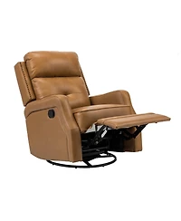 Hulala Home Beatriz 28.74" Wide Genuine Leather Swivel Rocker Recliner