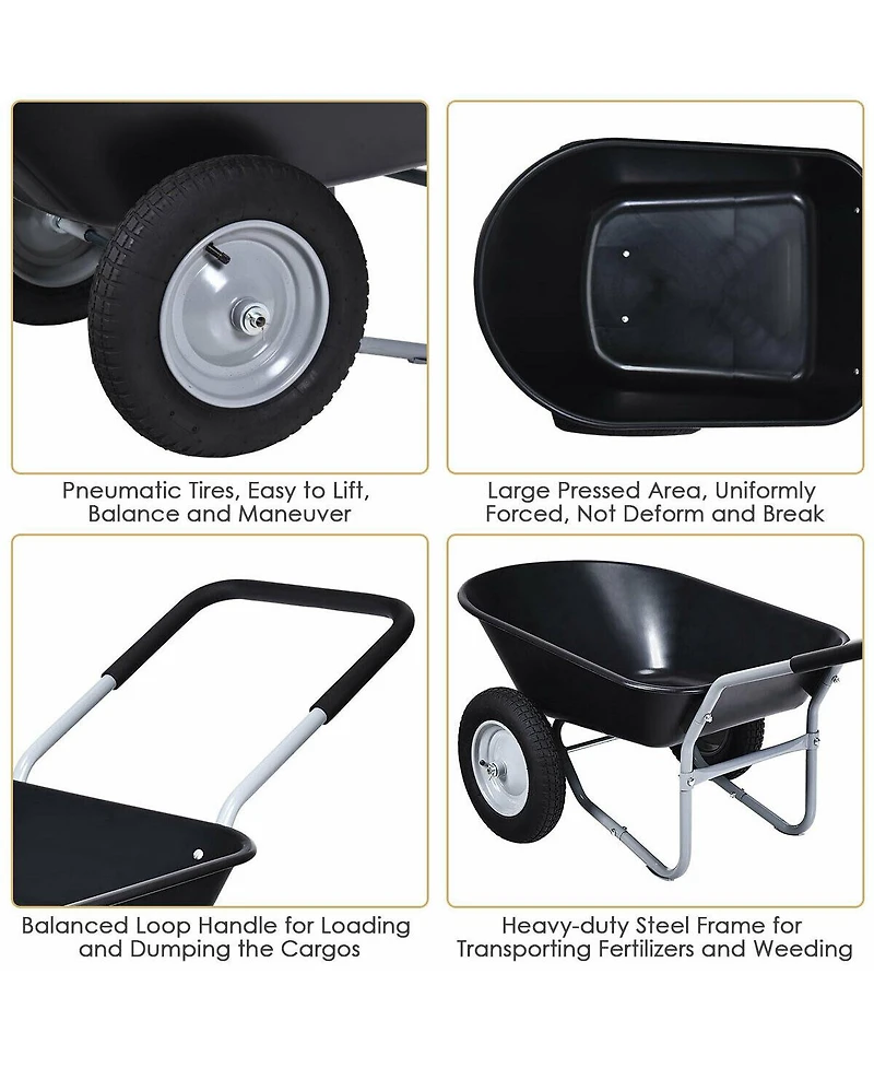 2 Tire Wheelbarrow Cart Heavy-duty Dolly Utility Cart