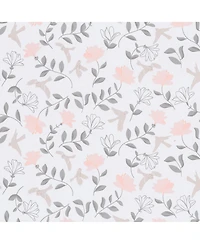 Lambs & Ivy Petals White/Pink/Gray Floral 100% Cotton Fitted Crib/Toddler Sheet