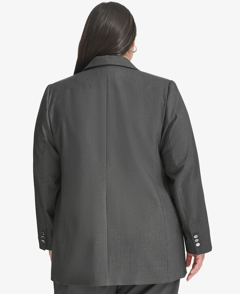 Calvin Klein Plus Pinstriped One-Button Jacket