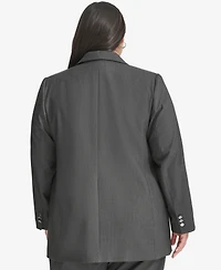 Calvin Klein Plus Pinstriped One-Button Jacket
