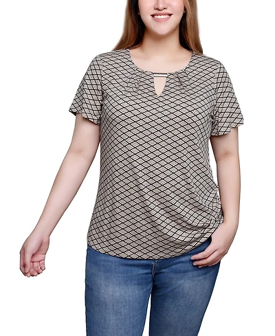 Ny Collection Short Sleeve Top with Hardware