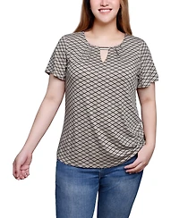 Ny Collection Short Sleeve Top with Hardware