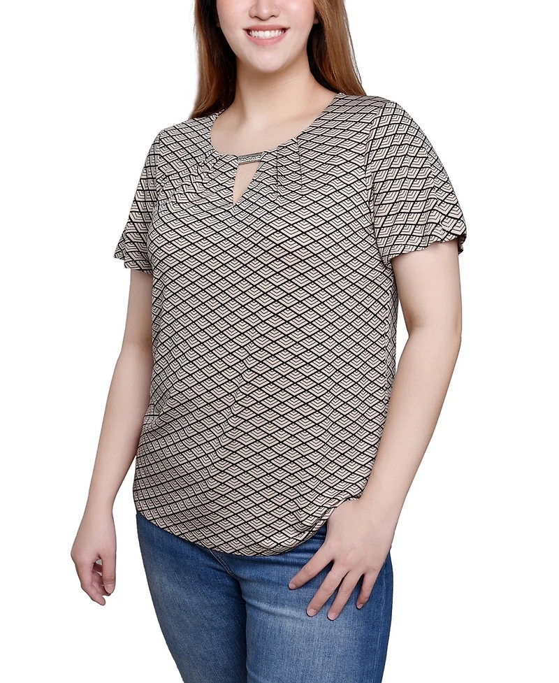 Ny Collection Short Sleeve Top with Hardware