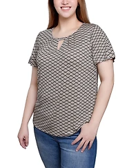 Ny Collection Short Sleeve Top with Hardware