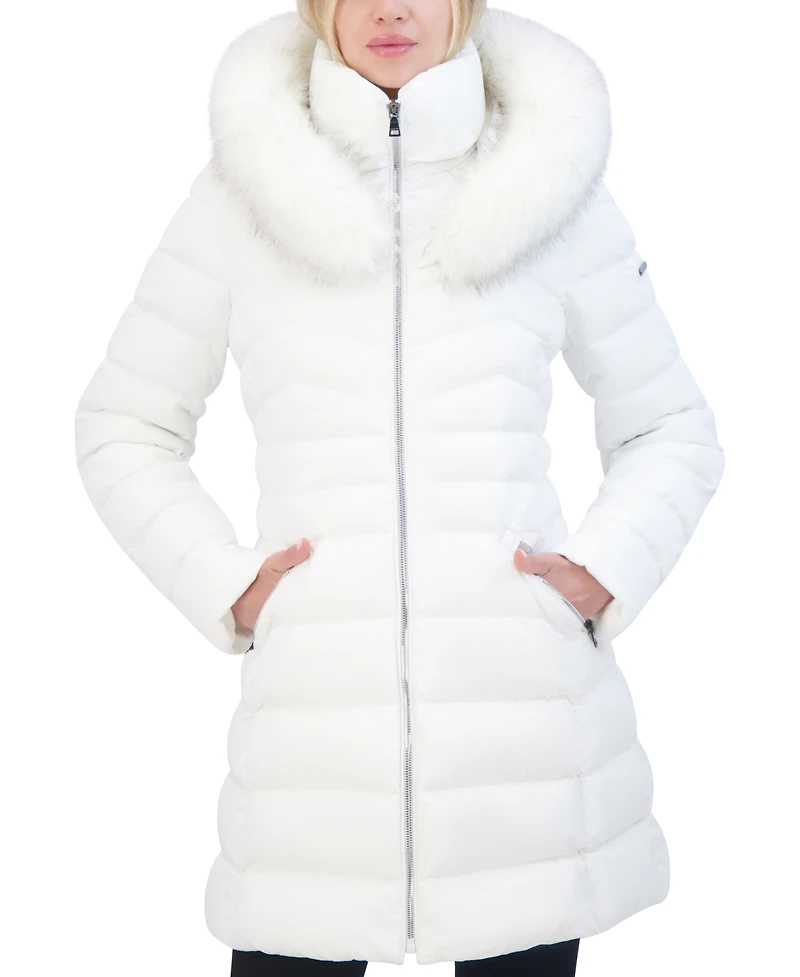 Laundry By Shelli Segal Women's Faux-Fur-Trim Hooded Puffer Coat