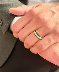 Le Vian Chocolatier Men's Chocolate Diamond & Vanilla Diamond Ridge Texture Ring (1/2 ct. t.w.) in 14k Gold