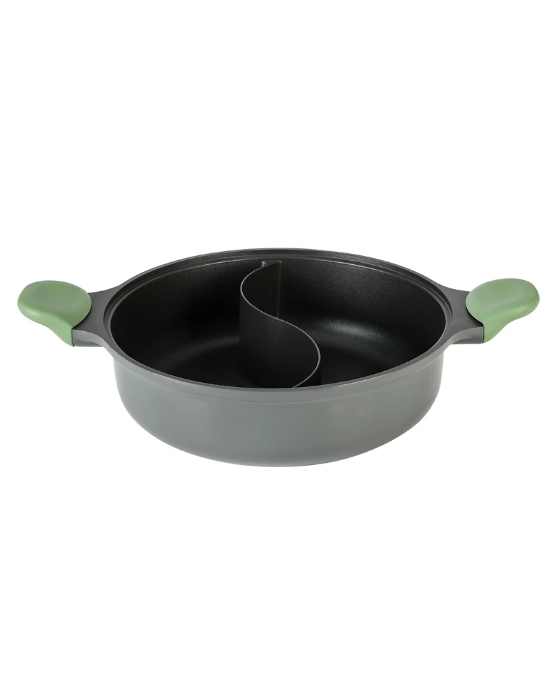 Kenmore Theodore 6.5 Qt Cast Aluminum Everyday Pan Hot Pot W/ Dividers, Nonstick Interior, and Lid