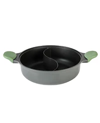 Kenmore Theodore 6.5 Qt Cast Aluminum Everyday Pan Hot Pot W/ Dividers, Nonstick Interior, and Lid