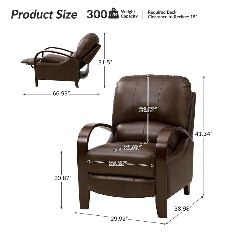 Alex Genuine Leather Manual Recliner
