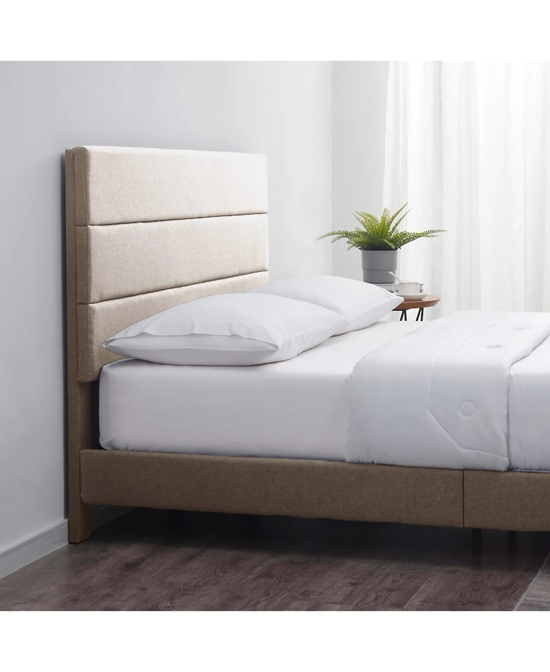 Clara Clark Horizontal Channel Upholstered Platform Bed - King