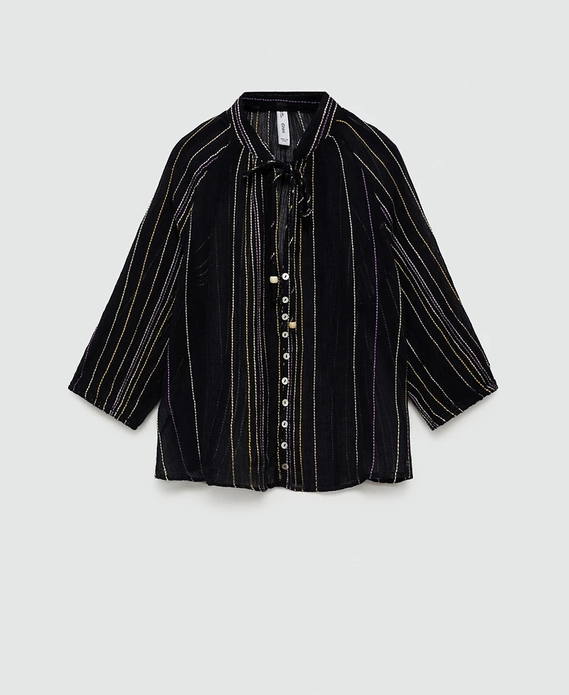 Mango Women's Striped Bow Blouse