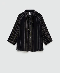 Mango Women's Striped Bow Blouse