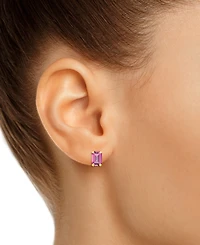 Pink Topaz Emerald-Cut Solitaire Stud Earrings (1-3/8 ct. t.w.) 10k Gold