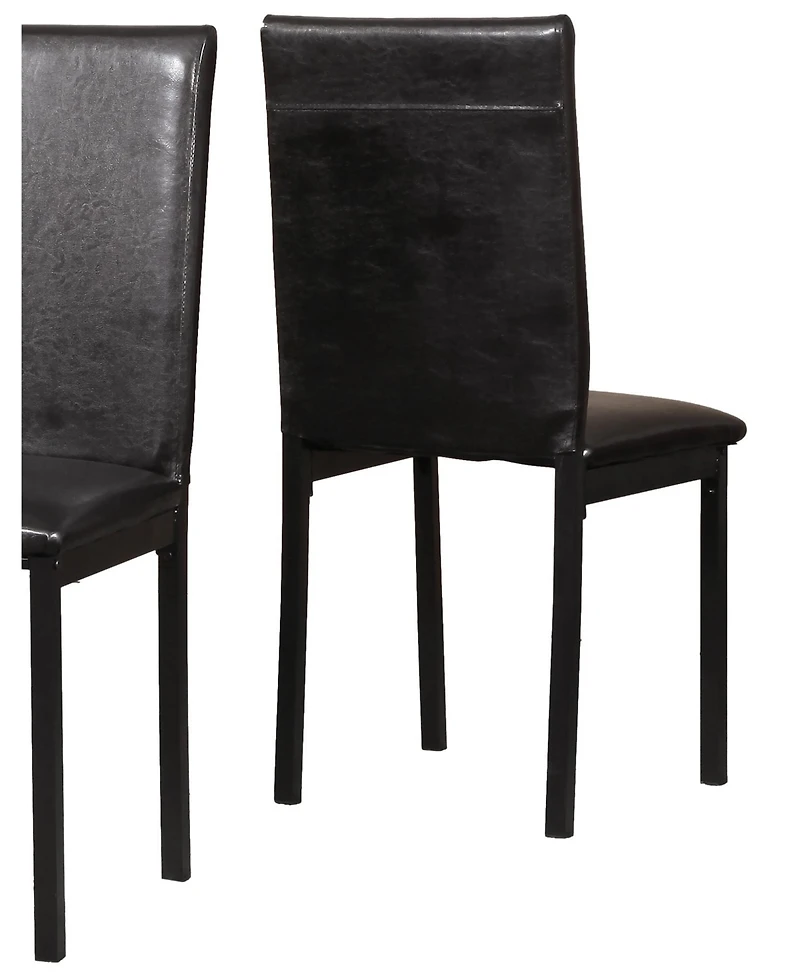 Streamdale Furniture Faux Leather Seat Metal Frame Dining Chairs, Set of 4, Black